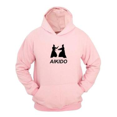 Imagem de Moletom Masculino Capuz Bolso Canguru Estampa Aikido - Ragor, Rosa, M