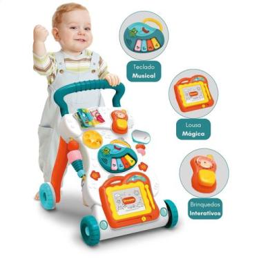 Imagem de Andador de Bebê Infantil Menino Com Teclado Musical Brinquedo Educativ