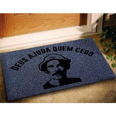 Imagem de Tapete Deus Ajuda Quem Cedo Madruga - Cinza 60x40cm - Zap Tapetes