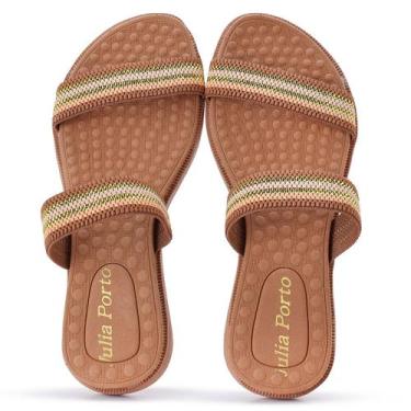 Imagem de Sandália de Elástico Rasteirinha Tiras Strass Moda Verão Chinelo Praia