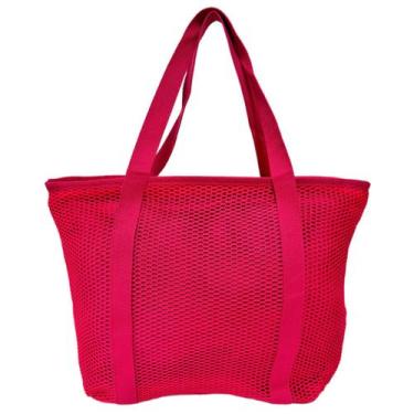 Imagem de Bolsa De Praia Rosa Pink Tote Bag Tela Mesh Emborrachada Feminina - Li