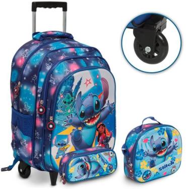 Imagem de Kit Mochila Infantil De Rodinhas Stitch Lancheira Térmica - Plike