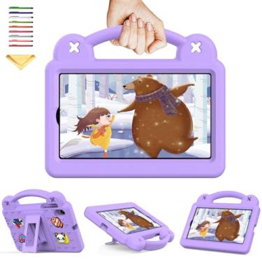 Imagem de Capa para tablet Walmart Onn 17.8 cm Gen 4 2024 (Modelo: 100135924), UUcovers com suporte/alça macia de espuma vinílica acetinada, suporte infantil Gril Boy, urso fofo e leve para Onn 17.8 cm 4ª