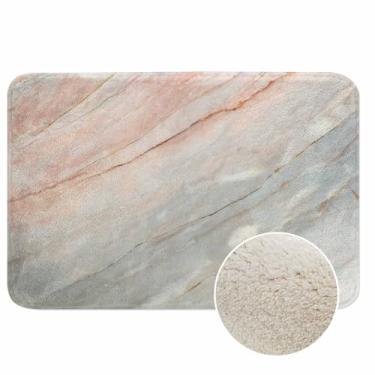 Imagem de Lungtao Tapete de banho de mármore para banheiro leve textura de mármore pedra piso de pedra cinza rosa tapete de porta tapete antiderrapante de borracha para banheiro tapete de banheiro para banheira