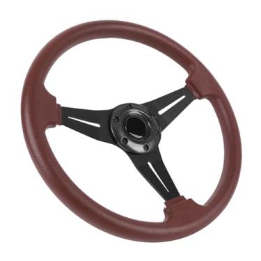 Imagem de Volante de Carro de 14 Polegadas, Estilo de Corrida Com Botão de Buzina, Punho de Couro PU, Estrutura de Alumínio, Ajuste Universal para Adaptador de Cubos de Volante de 6 Furos