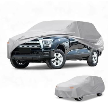 Imagem de Partuto 1 peça capa universal para carro à prova d'água para todos os climas, automotiva, externa, anti-UV, proteção contra chuva e chuva, cobertura externa completa 190T-PU tom prateado adequado para