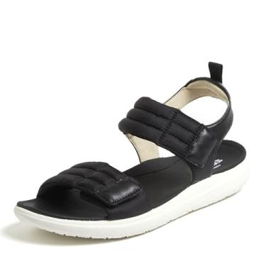 Imagem de Dearfoams Women's Comfortable Strap Thea Easy On Off Cushioned Lightweight Walking Shoe Sandal Flat, Black, 8