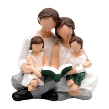 Imagem de Ioensy Mini estátua de membros da família, ornamento de mesa, presente de amigo, escultura de personagem, estatueta humana de resina para feriado de ação de, Leitura de 4 Figuras