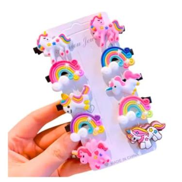 Imagem de Kit Presilha De Cabelo Infantil Criança Menina Feminina Princesa Acessórios Bico de Pato Laço Enfeite Para Cabelo Tic Tac Garra Rosa Unicórnio Sorvete Princesas Silicone Pregador Colorido Qualidade Presente (Unicornio)