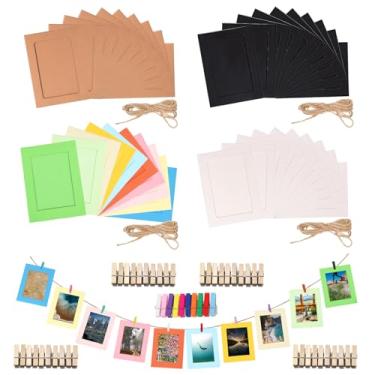 Imagem de Rustark 84 peças, porta-retratos de papel, 13,5 x 10 cm, porta-retrato de papelão, cavaletes de papelão, porta-fotos, porta-retrato de papel, faça você mesmo, moldura de papelão com clipe de madeira e
