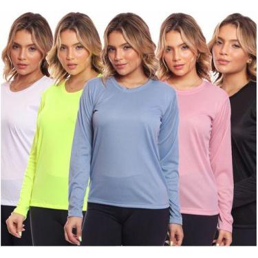Imagem de Kit 5 Camisas Feminina Camiseta Térmica Proteção Solar Uv - MC Digital
