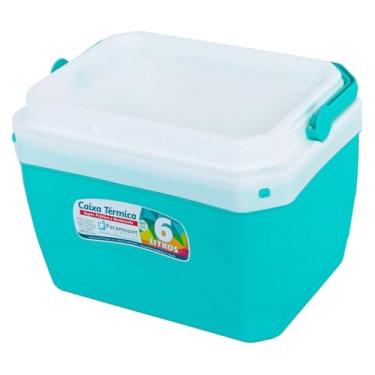 Imagem de Caixa Térmica Portátil, 6 Litros, Verde Água, Com Alça para Praia