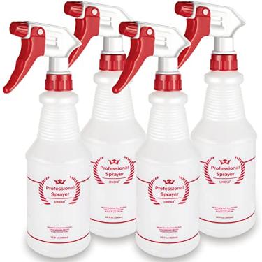 Imagem de Uineko Frasco de spray de plástico (pacote com 4, 473 ml, para todos os usos) Garrafas de pulverização resistentes à prova de vazamento, garrafa de água vazia para solução de limpeza, plantio de