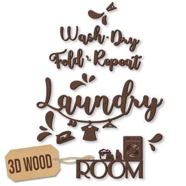 Imagem de Woodamore Sinais de lavanderia para decoração de lavanderia - Sinal de lavanderia de fazenda para parede, acessórios de lavanderia vintage, placa de arte de parede de lavanderia dobrável a seco