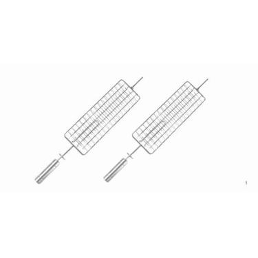 Imagem de Espeto Grelha Côncavo P/churrasqueira Giratórias Kit 2 Peças - ST Come