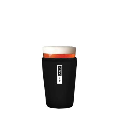 Imagem de Sok It Pint Sok reutilizável neoprene manga isolada para copos de cerveja de 473 g (preto, manga de vidro)