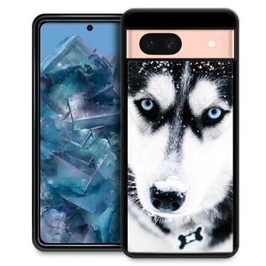 Imagem de CARLOCA Capa compatível com Google Pixel 8A, focinheira de cachorro Husky, padrão de olho azul, ultra proteção à prova de choque de silicone macio TPU antiderrapante traseira para Google Pixel 8A