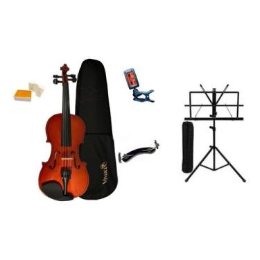 Imagem de Violino 4/4 Mo44 Vivace Kit + Estante + Afinador + Espaleira, Natural