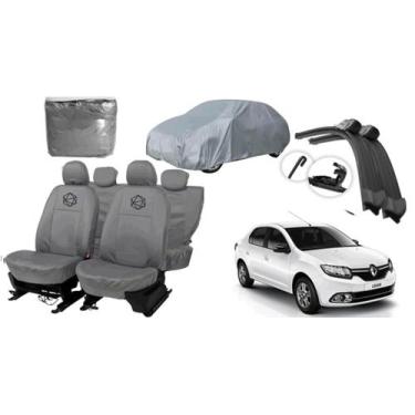 Imagem de Kit capa Logan 08-17 couro cinza + capa externa + limpador - ferro tec