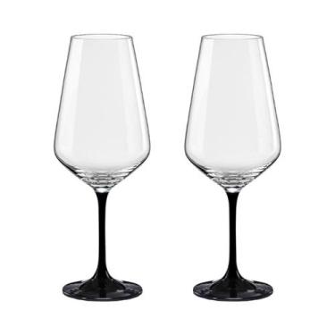 Imagem de Taça de Cristal Bohemia Para Vinho 550 ml Preta Sandra 2 Peças - Bohem