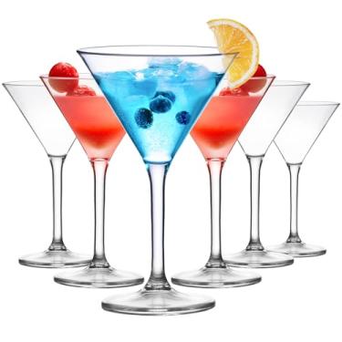Imagem de ZOMUIA Conjunto de 6 copos de plástico para martini, copos de coquetel reutilizáveis de 293 ml com haste, copos de martini inquebráveis para bar, margarita, uísque, tequila, festa, piscina, atividades