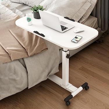Imagem de Mesa de mesa ajustável para laptop com rodinhas sobrepostas para mesa com altura angular e suporte móvel - Melhora o conforto para trabalho e estudo