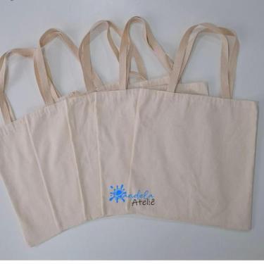 Imagem de Kit 5 Ecobags Algodão Cru 40x40cm - Randela Ateliê