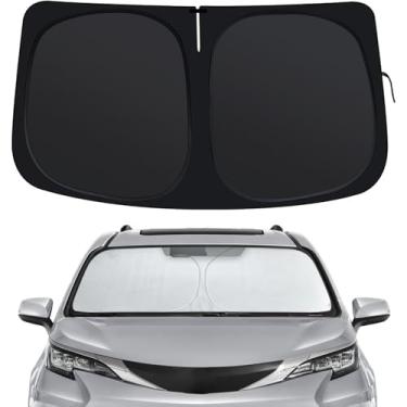 Imagem de Para-brisa para Toyota Sienna 2021-2025, persianas de janela dianteira, ajuste personalizado para Sienna, protetor solar de carro dobrável com para-sol de volante para bloquear UV manter o carro