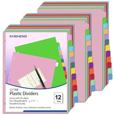 Imagem de XHSHENG Divisórias de 12 abas para fichário de 3 anéis, divisórias de plástico com aba, conjuntos de divisórias mensais, 12 abas, jan-dez, abas de arquivo, multicoloridas, 3 conjuntos