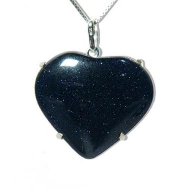 Imagem de Colar Coração Pedra Estrela Azul Garra Prata 950 - CristaisdeCurvelo
