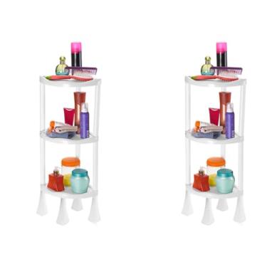 Imagem de Prateleira Cantoneira Triangular Banheiro Cozinha Sala(Kit com 2 - Duas Brancas)