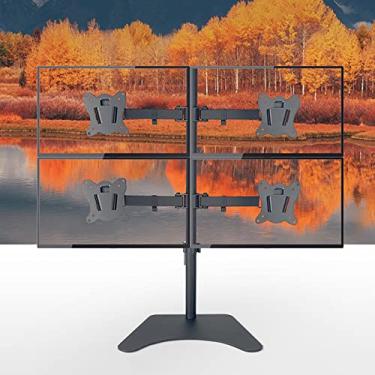 Imagem de Suporte de TV de mesa de quatro telas, suporte de TV de movimento completo com gerenciamento de arnês, design de ajuste de ângulo de inclinação de 90°, serve para TVs de 12 a 27 polegadas com belas