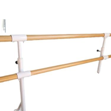 Imagem de CUTPOIY Corrimão de escada, barra de balé dupla portátil autônoma, altura ajustável de madeira, equipamento de ginástica em casa para crianças e adultos dança