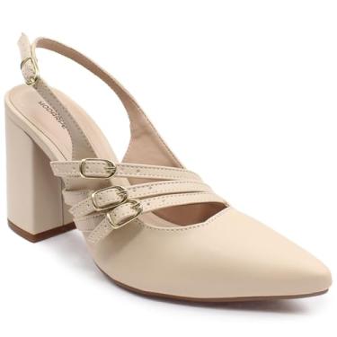 Imagem de Scarpin Modarpe Salto Grosso tiras Confortável S14 (Bege, BR, Adulto, Numérico, 36)