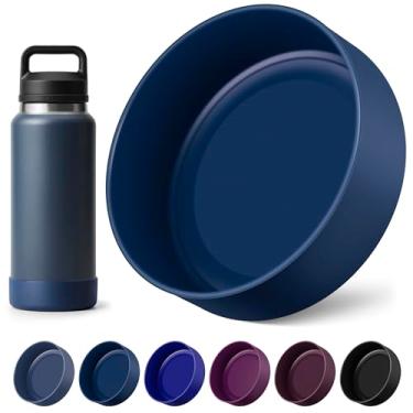 Imagem de Diumepo Bota de garrafa de água de silicone para garrafa de água YETI Rambler de 1,020 g, protetor inferior de manga de silicone antiderrapante para YETI Rambler 1,020 g, livre de BPA (azul marinho)