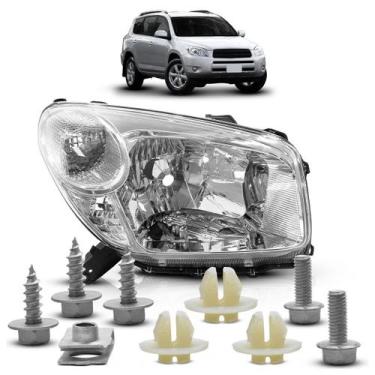 Imagem de Farol Dianteiro Rav4 2005 2006 Máscara Cromada e Kit Grampo - Automoti