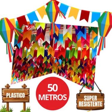 Imagem de 50 Metros Bandeirinha Plásticos Festa Junina Decoração envio imediato 