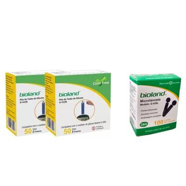 Imagem de Kit 100 Tiras Reagentes G-423 + 100 Microlancetas Bioland