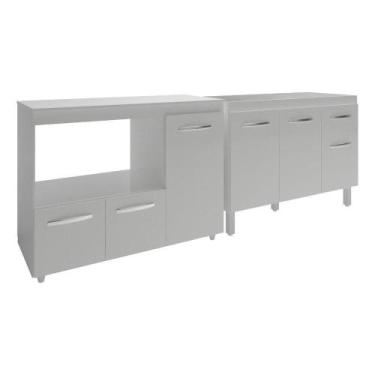 Imagem de Gabinete Cozinha Armário Balcão De Pia 120 Cm Aline E Balcão Para Micr