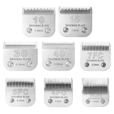 Imagem de MEMIRY Tamanho 10+15+30+40+7FC+5FC+4F+3-3/4FC Lâminas removíveis para cuidados para cães, compatível com Andis, Oster A5, Wahl KM10 Series Clippers, comprimento de corte 0,25 mm-13 mm, prata