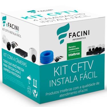 Imagem de Kit DVR 4 Câmeras Intelbras Instala Fácil eFacini Ssd 512gb