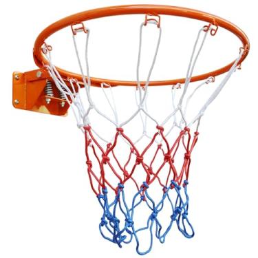 Imagem de MIUDGIG Substituição de aro de basquete de 45,7 cm, aro de basquete profissional de aço sólido de mola dupla universal de 45,7 cm com rede para cestas de basquete no solo e montadas na parede, interno