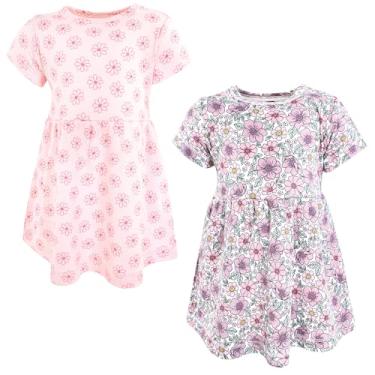 Imagem de Hudson Baby Vestidos de algodão para bebês e meninas, Rosa roxo bonito floral, 6-9 Meses