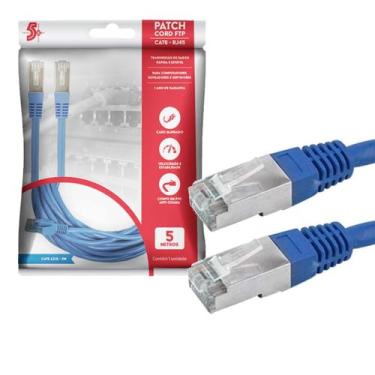 Imagem de Cabo De Rede Patch Cord Cat6 Ftp Blindado 5 Metros Azul - CHIPSCE