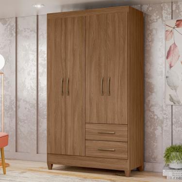 Imagem de Guarda Roupa Solteiro 4 Portas 2 Gavetas com Pés Chile Moval - Carvalho