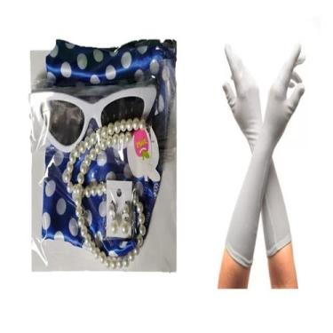 Imagem de Kit Fantasia Anos 50 60 Lenço Óculos Brinco Colar Luva Festa - MC PRES