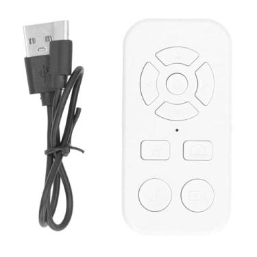 Imagem de Página de controle remoto Bluetooth Turner 9 Chaves Recarregam o smartphone sem fio Rolling Clicker para gravar vídeo e leitura móvel Reading ABS Material Tipo C Carregamento (Branco)
