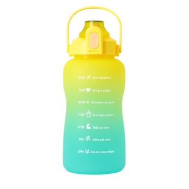 Imagem de Garrafa Squeeze Policarbonato Degradê 2 Litros Hidratação Ideal para Academia, Corridas Casa Buritis (Verde Água + Amarelo)