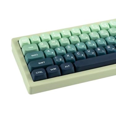 Imagem de GEKUCAP Teclas MOA verdes gradientes PBT – Conjunto de teclas de teclado personalizadas para teclado mecânico Cherry MX 61/64/68/84/87/100/104/108 Cherry MX