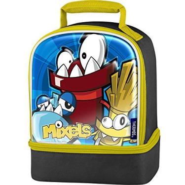 Imagem de Thermos Kit de almoço com compartimento duplo, mixels - mantenha o almoço saudável do seu filho para a escola e de volta com estilo - para refeições e lanches favoritos - com alça de transporte